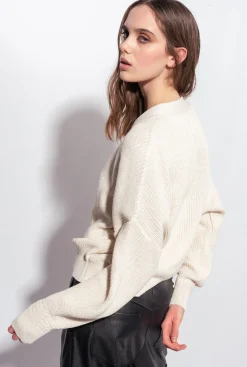 Pièces En Maille|PINKO Cardigan En Cotes Anglaises Rose Fume Blanc