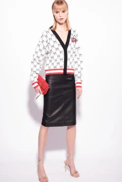 Pièces En Maille|PINKO Cardigan En Jacquard Monogram A Broderie Cerises Multi. Blanc/Noir/Rouge