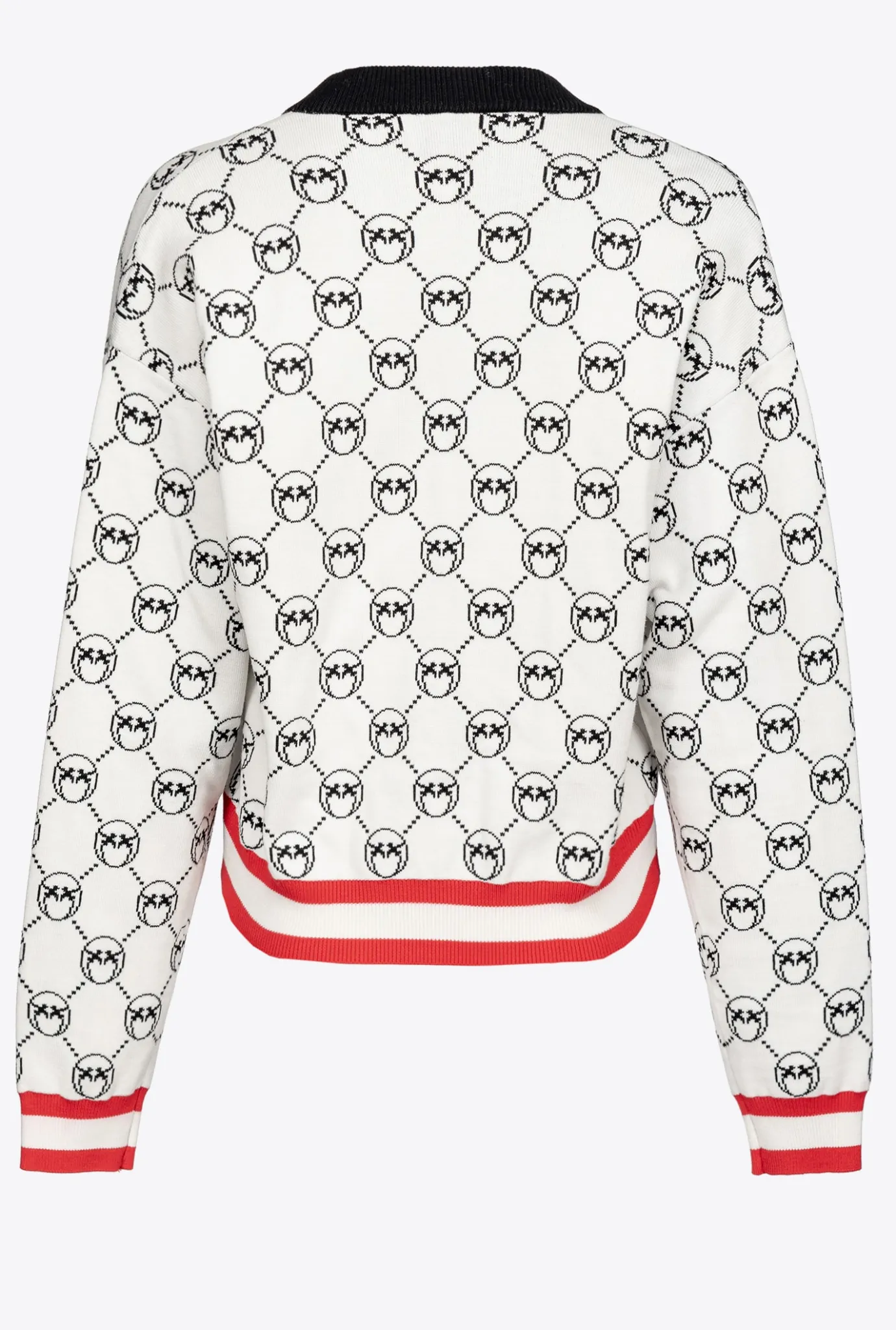 Pièces En Maille|PINKO Cardigan En Jacquard Monogram A Broderie Cerises Multi. Blanc/Noir/Rouge