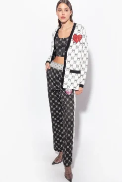 Tailleurs Et Ensembles|PINKO Cardigan En Jacquard Monogram Multi. Blanc/Noir/Rouge