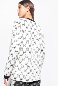 Tailleurs Et Ensembles|PINKO Cardigan En Jacquard Monogram Multi. Blanc/Noir/Rouge