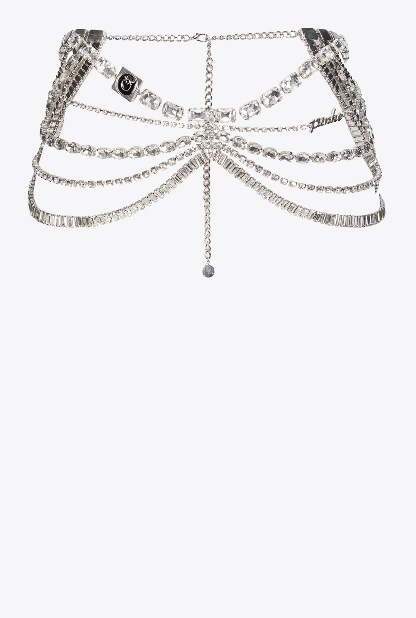 Ceintures|PINKO Ceinture Bijou Multichaine Nickel/Cristal