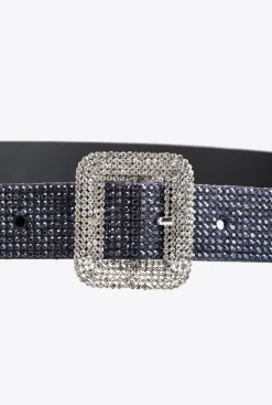 Ceintures|PINKO Ceinture Fine Avec Strass Aux Couleurs Degradees Noir/Cristal
