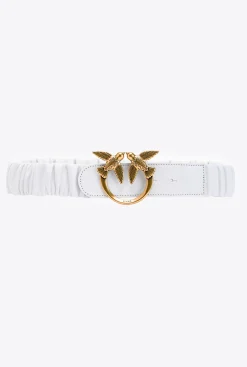 Ceintures|PINKO Ceinture Froncee Love Birds Blanc+Blanc-Or Antique