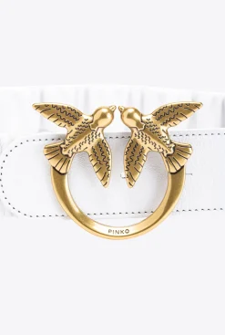 Ceintures|PINKO Ceinture Froncee Love Birds Blanc+Blanc-Or Antique