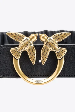 Ceintures|PINKO Ceinture Froncee Love Birds Noir-Vieil Or