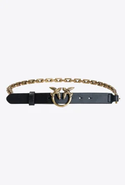 Ceintures|PINKO Ceinture Love Birds A Chaine Noir-Vieil Or