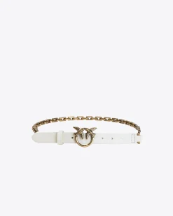 Ceintures|PINKO Ceinture Love Birds A Chaine Blanc+Blanc-Or Antique