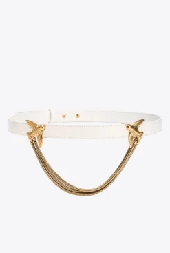 Ceintures|PINKO Ceinture Love Birds A Chaine Blanc+Blanc-Or Antique