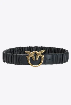 Ceintures|PINKO Ceinture Love Birds A Fronces Noir-Vieil Or