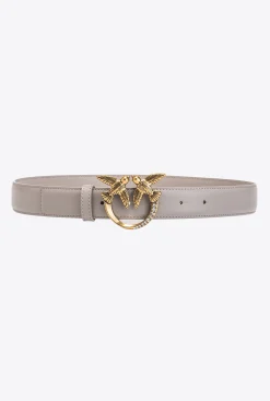Ceintures|PINKO Ceinture Love Birds Avec Boucle Bijou Gris Manchot-Or Antique