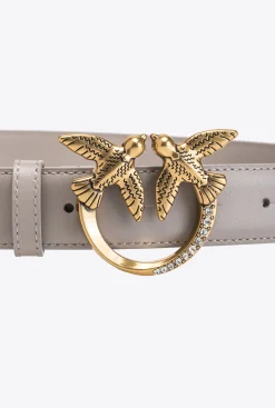 Ceintures|PINKO Ceinture Love Birds Avec Boucle Bijou Gris Manchot-Or Antique
