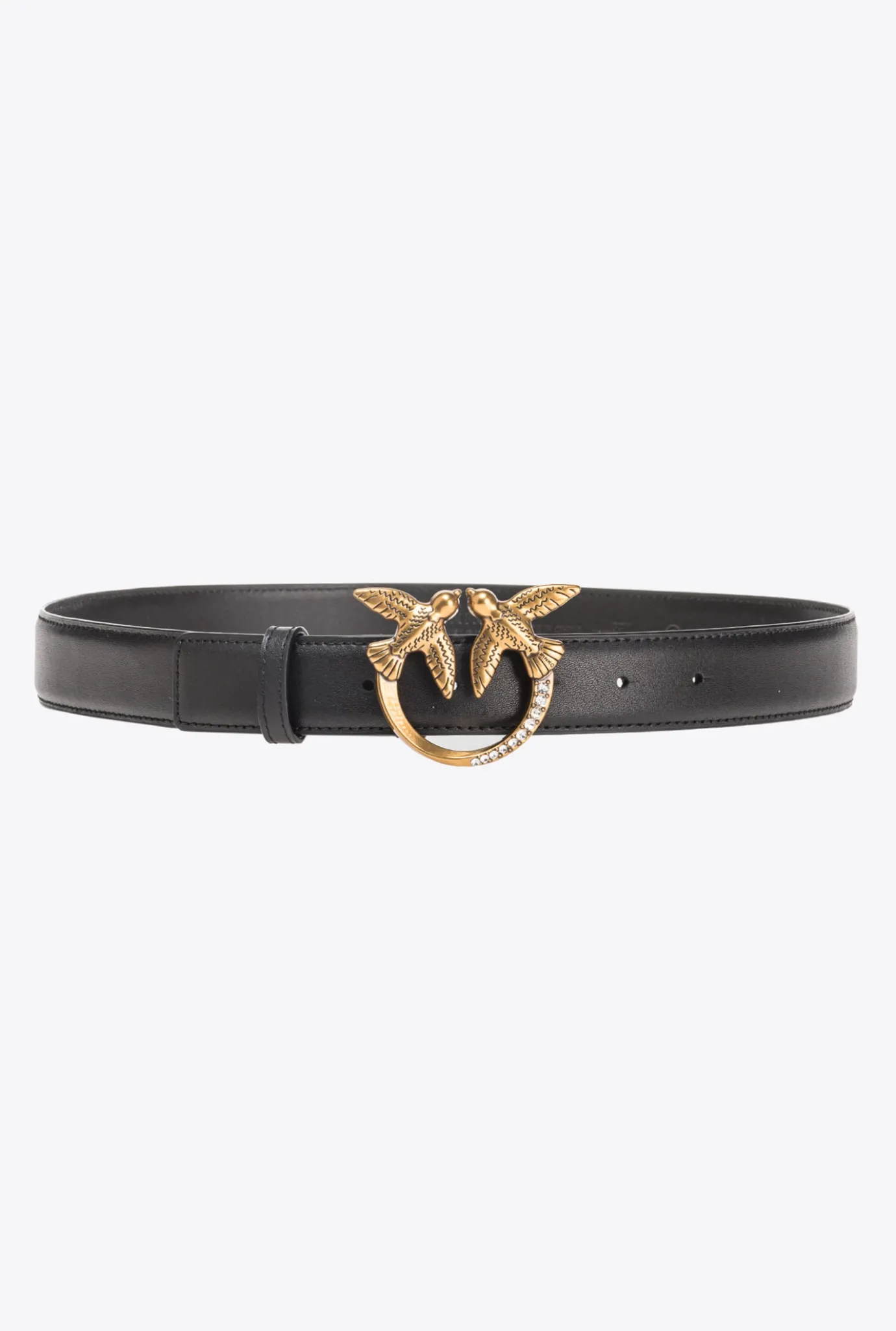 Ceintures|PINKO Ceinture Love Birds Avec Boucle Bijou Noir-Vieil Or