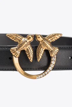Ceintures|PINKO Ceinture Love Birds Avec Boucle Bijou Noir-Vieil Or