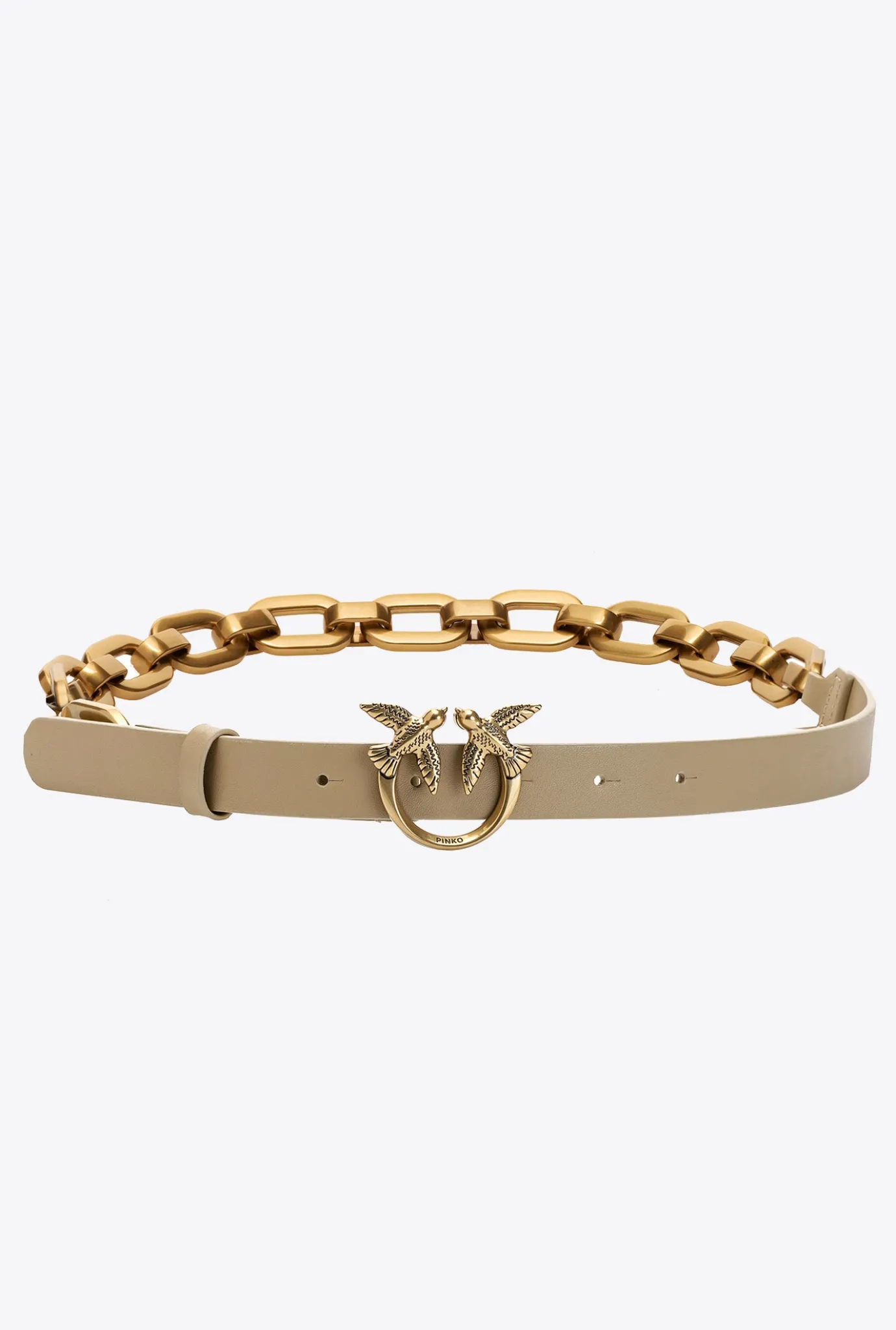Ceintures|PINKO Ceinture Love Birds Avec Macro Chaine Sable-Or Antique