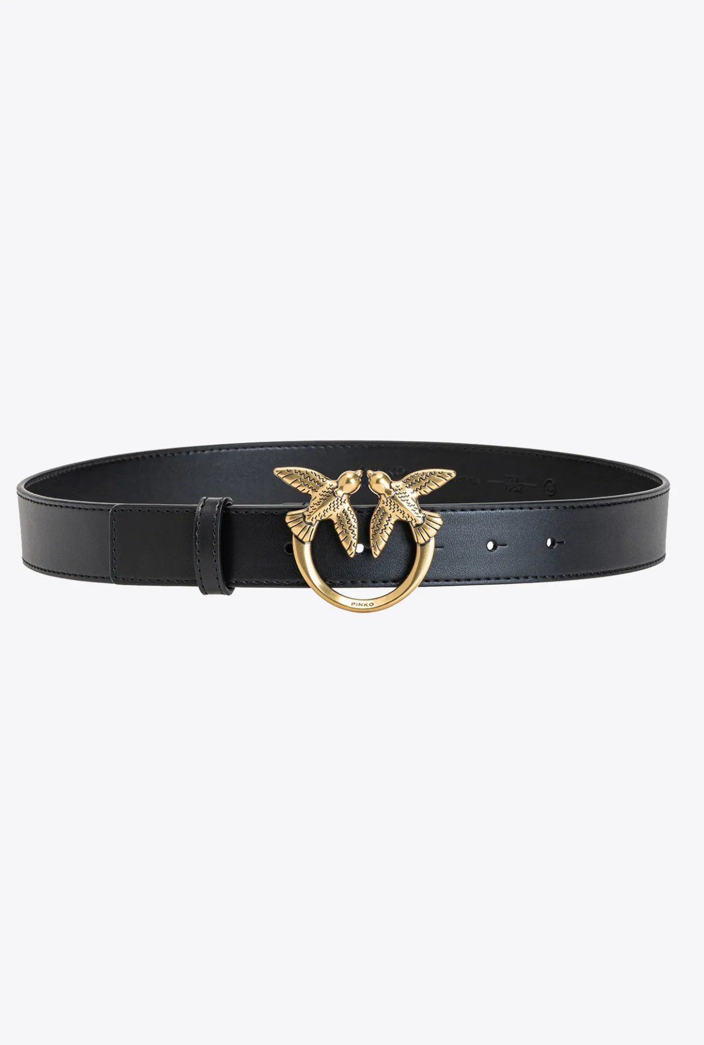 Ceintures|PINKO Ceinture Love Birds En Cuir Noir-Vieil Or