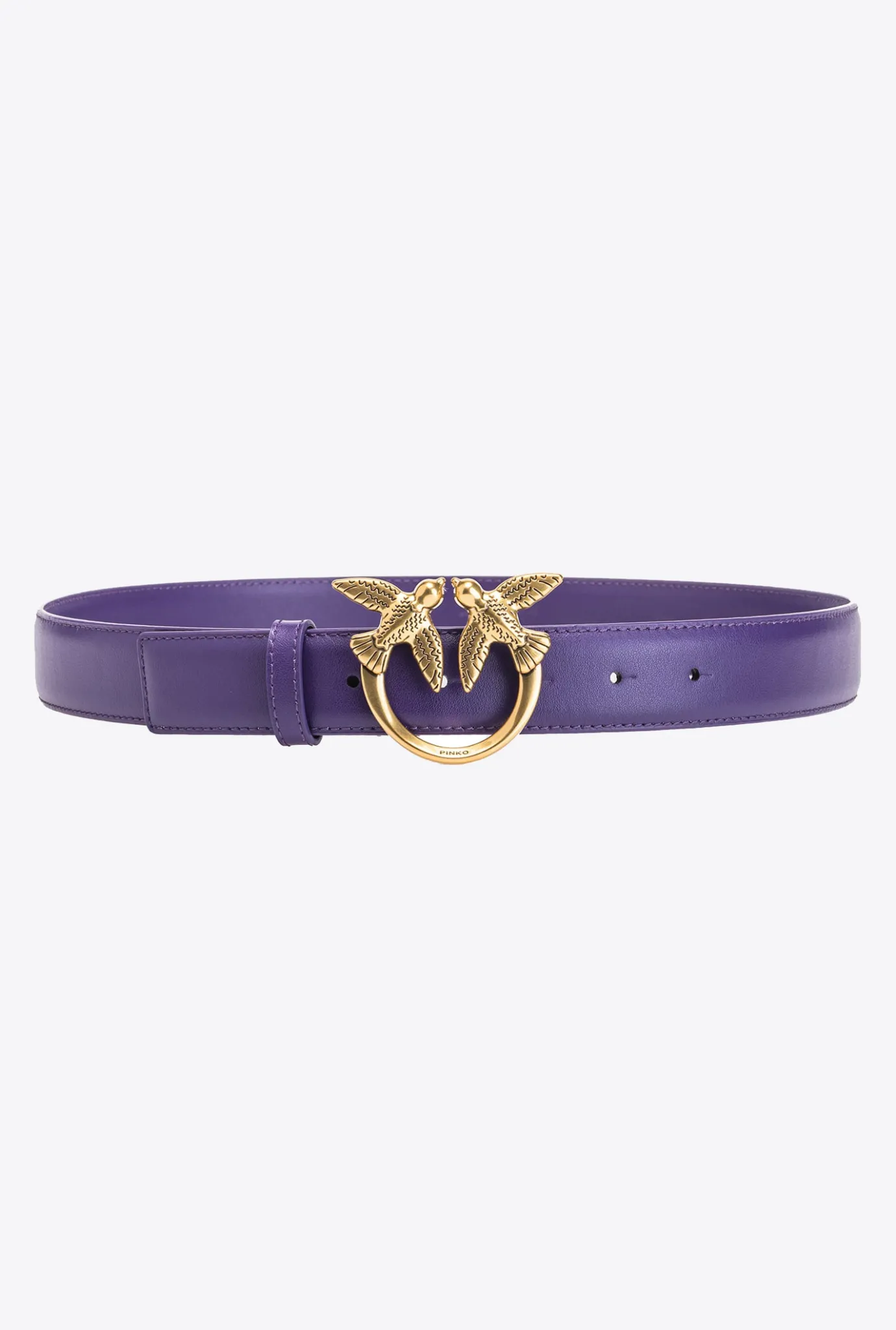 Ceintures|PINKO Ceinture Love Birds En Cuir Violet Frangipanier-Or Antique