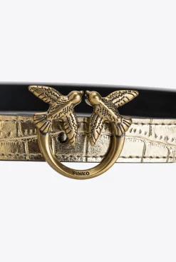 Ceintures|PINKO Ceinture Love Birds Lamee Avec Pochette Or-Or Antique