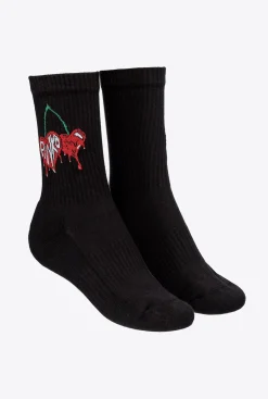 Autres Accessoires|PINKO Chaussettes De Sport Motif Cerises En Jacquard Multi. Noir/Rouge
