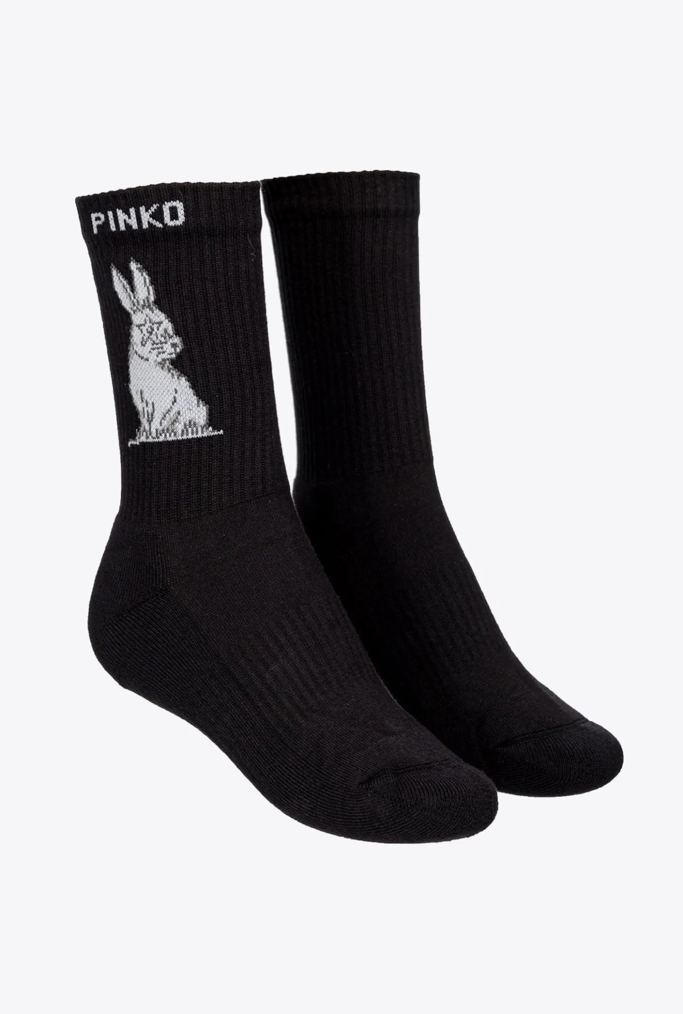Autres Accessoires|PINKO Chaussettes De Sport Motif Lapin En Jacquard Noir/Blanc