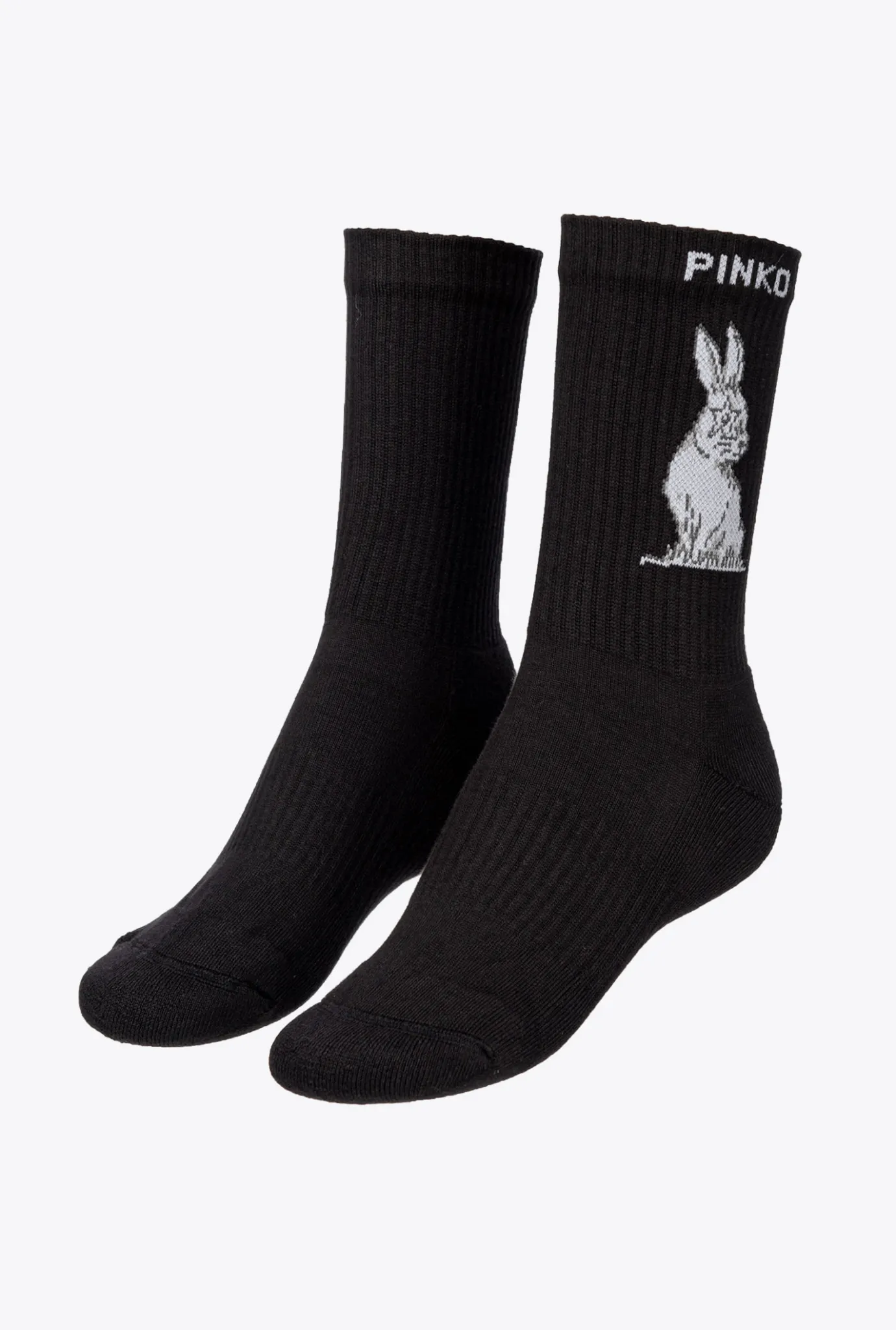 Autres Accessoires|PINKO Chaussettes De Sport Motif Lapin En Jacquard Noir/Blanc