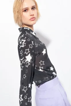 Chemises Et Blouses|PINKO Chemise A Imprime Etoile Noir/Gris/Blanc