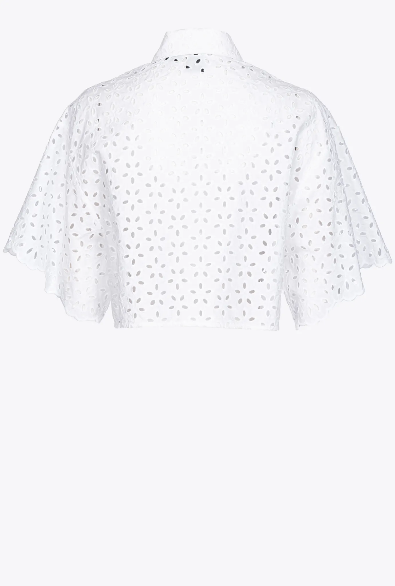 Chemises Et Blouses|PINKO Chemise Courte En Broderie Anglaise Blanc Brill.