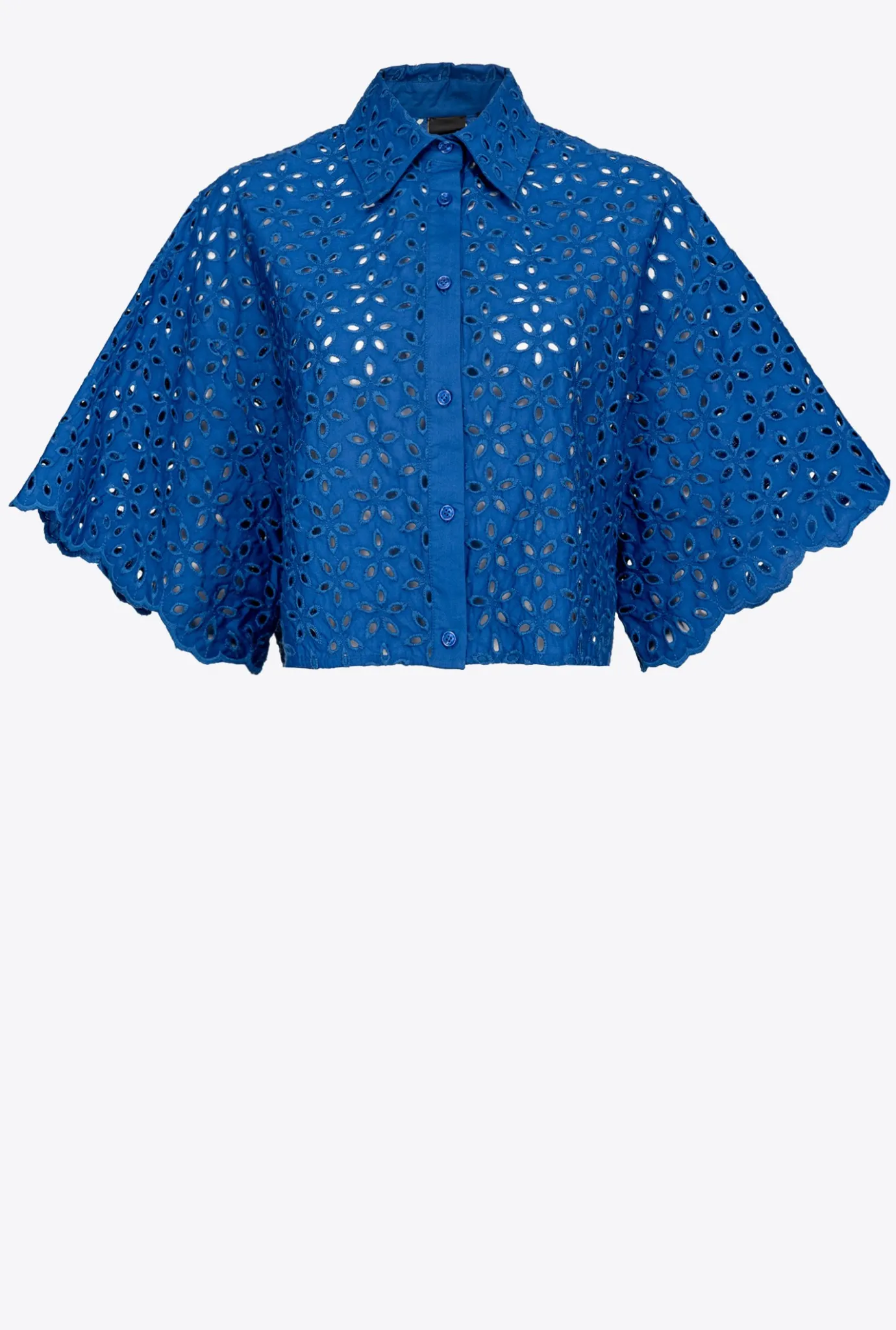 Tailleurs Et Ensembles|PINKO Chemise Courte En Broderie Anglaise Bleu Surf Sur Le Web