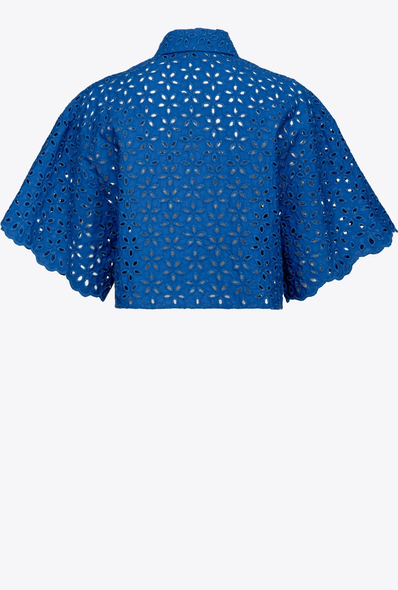 Tailleurs Et Ensembles|PINKO Chemise Courte En Broderie Anglaise Bleu Surf Sur Le Web