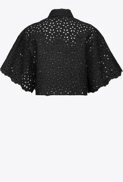 Chemises Et Blouses|PINKO Chemise Courte En Broderie Anglaise Noir Limousine