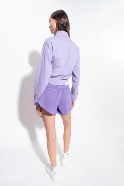 Chemises Et Blouses|PINKO Chemise Courte En Drill Colore Violet