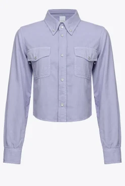 Chemises Et Blouses|PINKO Chemise Courte En Drill Colore Violet