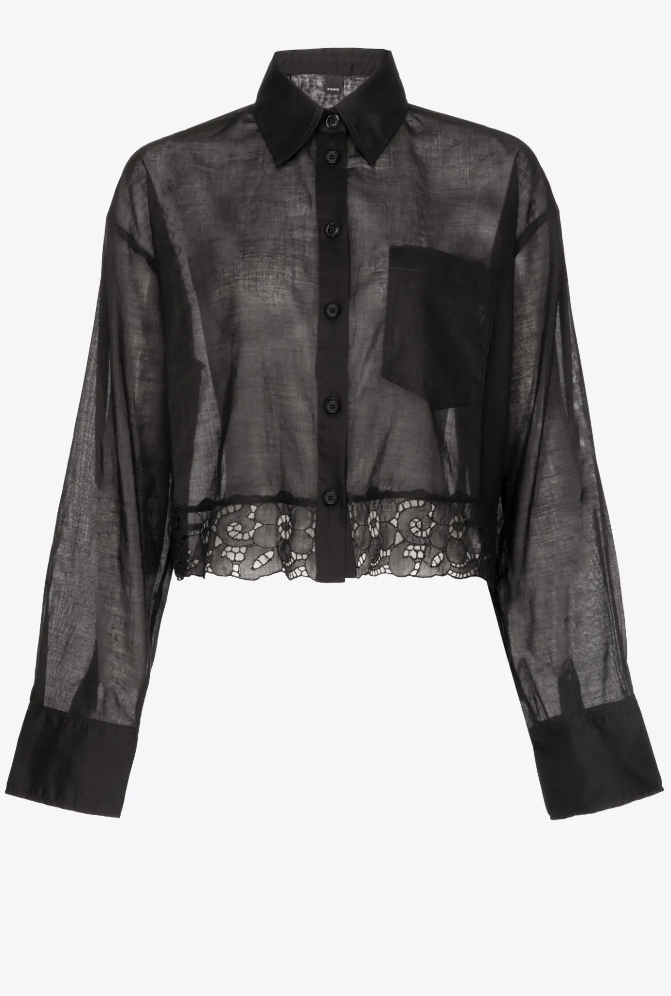 Chemises Et Blouses|PINKO Chemise Courte En Mousseline Noir Limousine