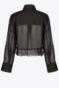 Chemises Et Blouses|PINKO Chemise Courte En Mousseline Noir Limousine