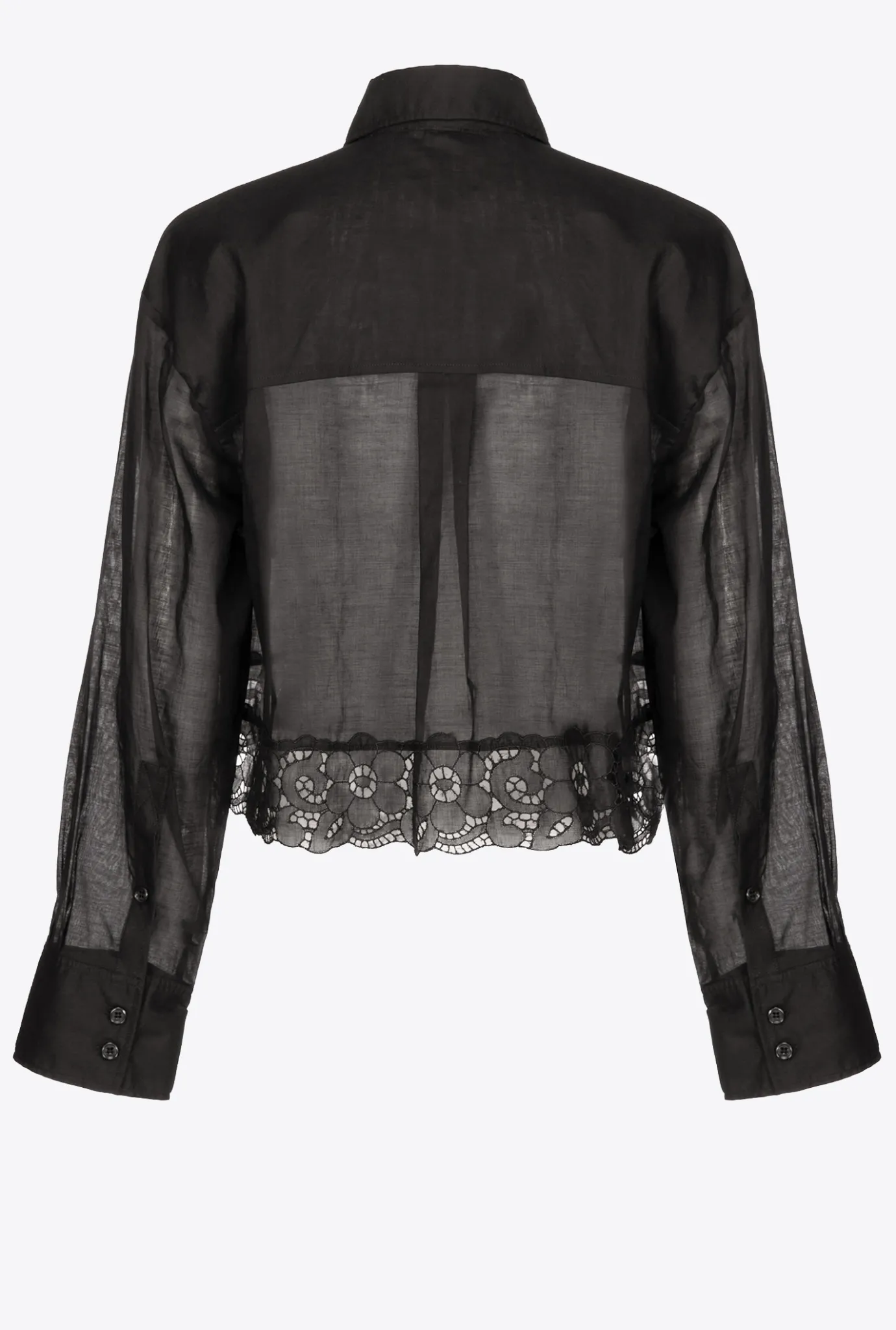 Chemises Et Blouses|PINKO Chemise Courte En Mousseline Noir Limousine
