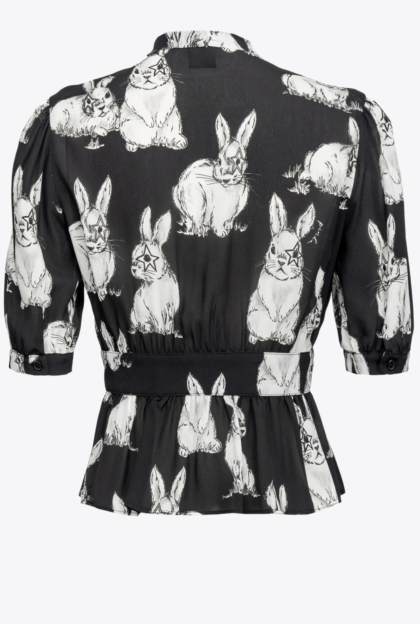 Chemises Et Blouses|PINKO Chemise Cropped A Imprime Lapin Noir/Gris/Blanc
