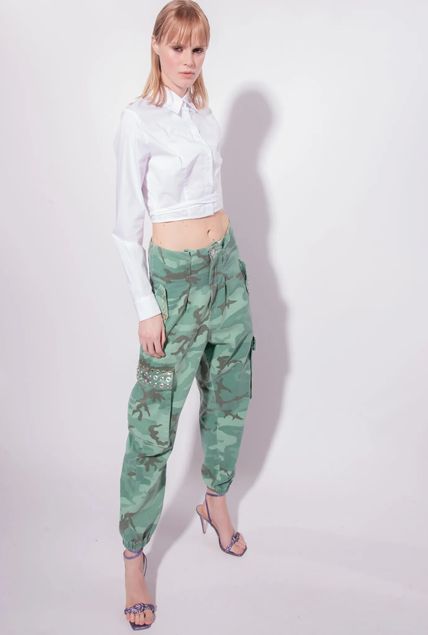Chemises Et Blouses|PINKO Chemise Cropped En Popeline Blanc Brill.