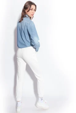 Chemises Et Blouses|PINKO Chemise En Denim Avec Broderie Western Delavage Clair