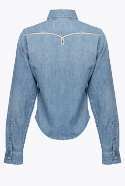 Chemises Et Blouses|PINKO Chemise En Denim Avec Broderie Western Delavage Clair