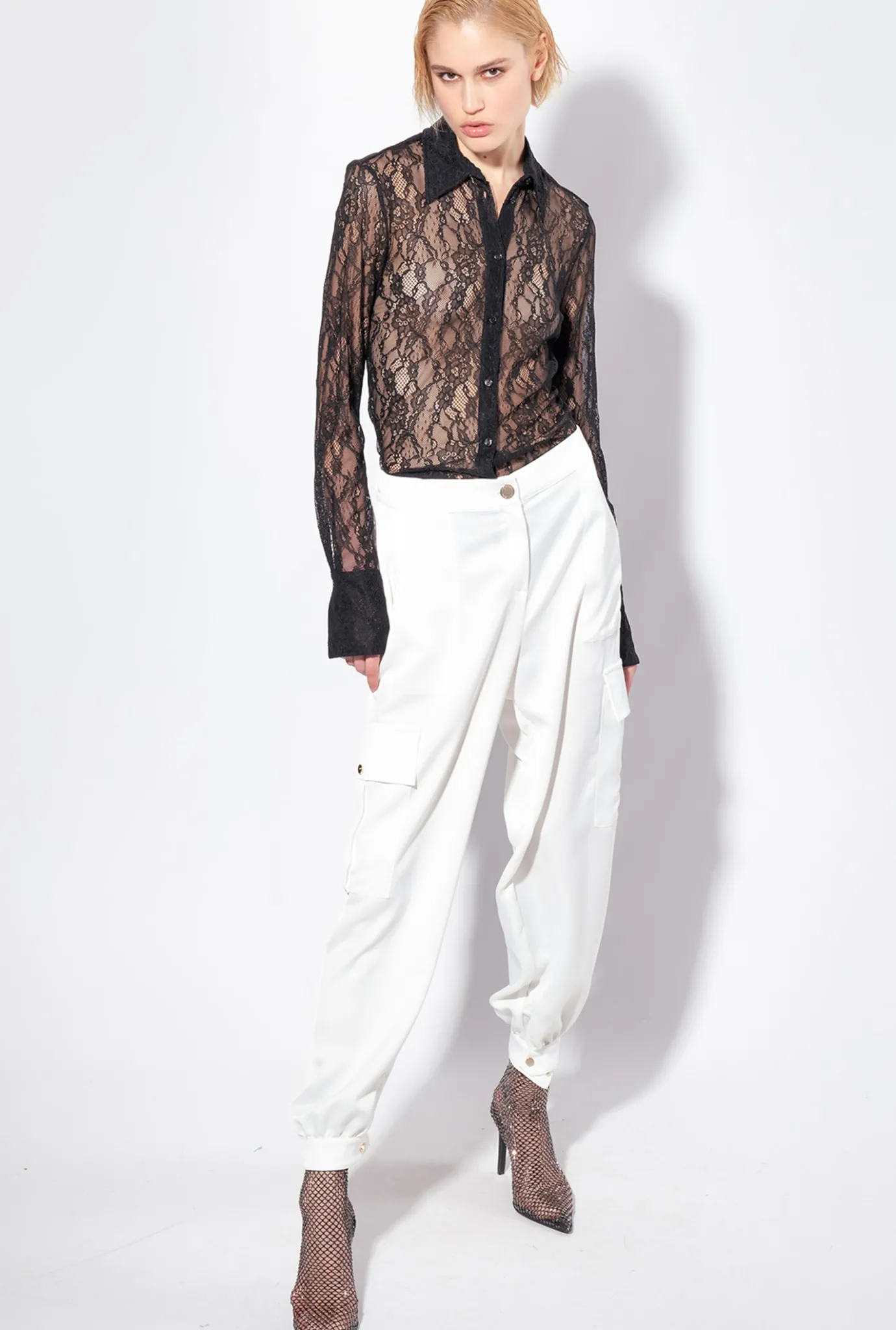 Chemises Et Blouses|PINKO Chemise En Dentelle Florale Noir Limousine