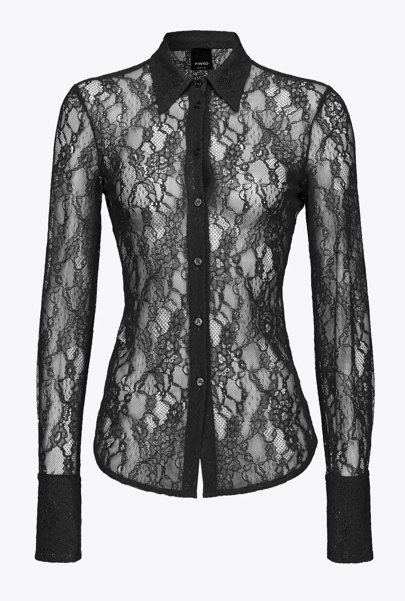 Chemises Et Blouses|PINKO Chemise En Dentelle Florale Noir Limousine