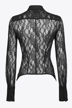 Chemises Et Blouses|PINKO Chemise En Dentelle Florale Noir Limousine
