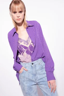 Chemises Et Blouses|PINKO Chemise En Jacquard A Logo Lilas Lavande