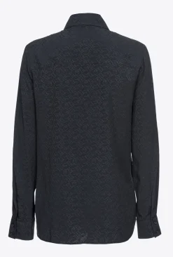 Chemises Et Blouses|PINKO Chemise En Jacquard A Logo Noir Limousine