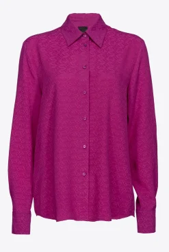 Chemises Et Blouses|PINKO Chemise En Jacquard A Logo Violet Bougainvillier
