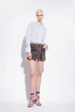 Chemises Et Blouses|PINKO Chemise En Popeline Stretch A Rayures Blanc/Noir