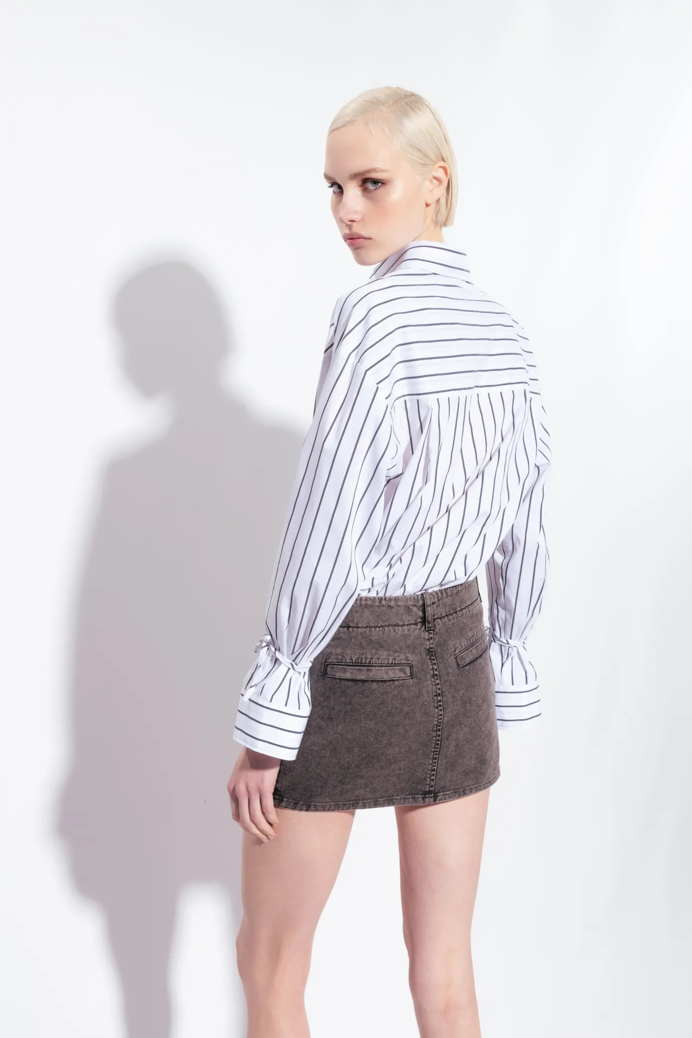 Chemises Et Blouses|PINKO Chemise En Popeline Stretch A Rayures Blanc/Noir
