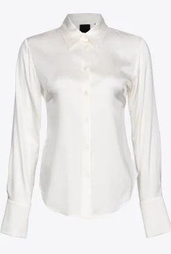 Tailleurs Et Ensembles|PINKO Chemise En Satin De Soie Blanc-Blanche-Neige