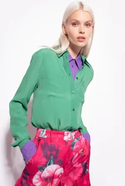Chemises Et Blouses|PINKO Chemise En Soie Melangee A Poches Poitrine Amazonie