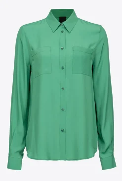 Chemises Et Blouses|PINKO Chemise En Soie Melangee A Poches Poitrine Amazonie
